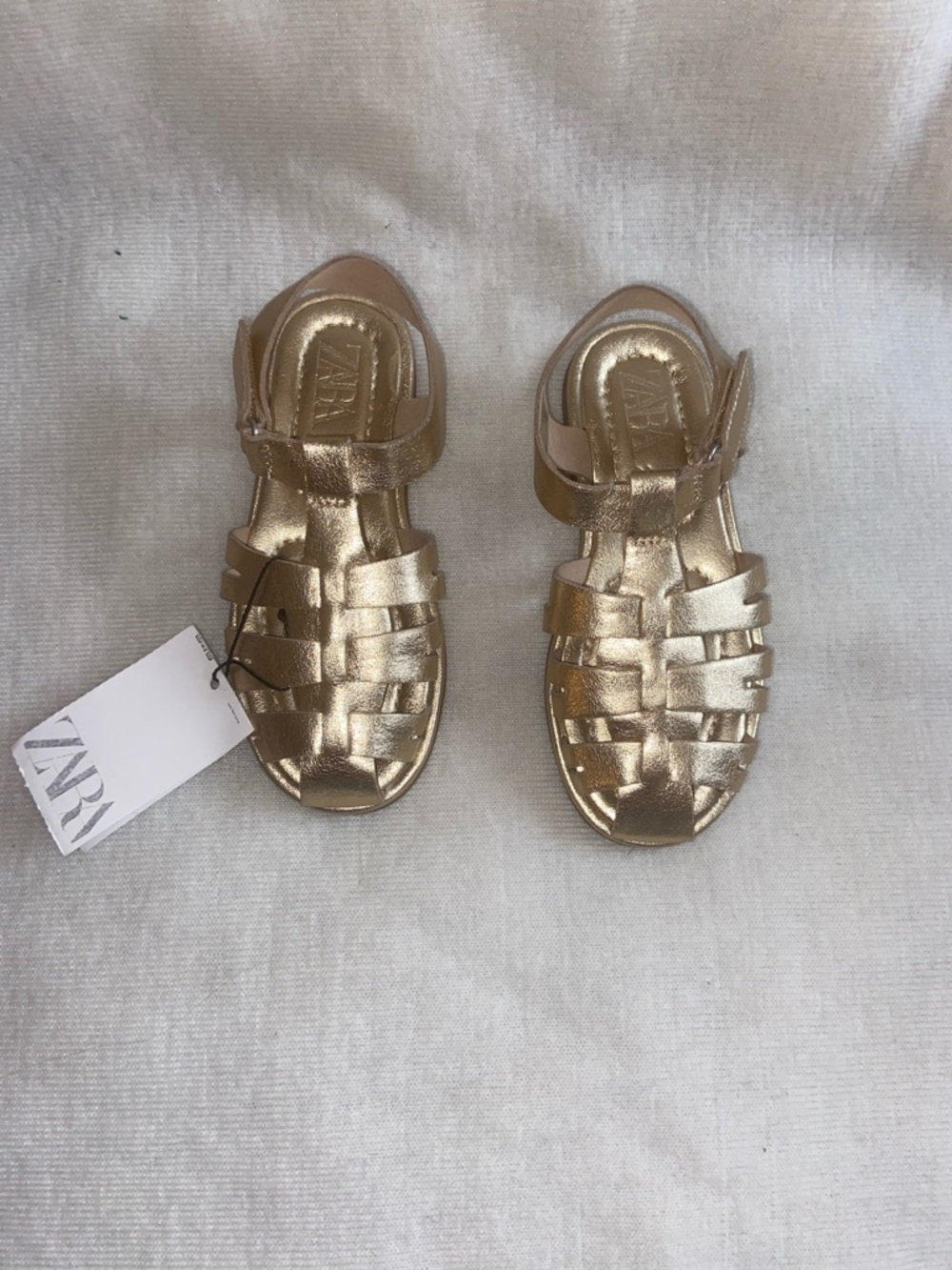 Zara Kids Metallic Gold Woven Sandals